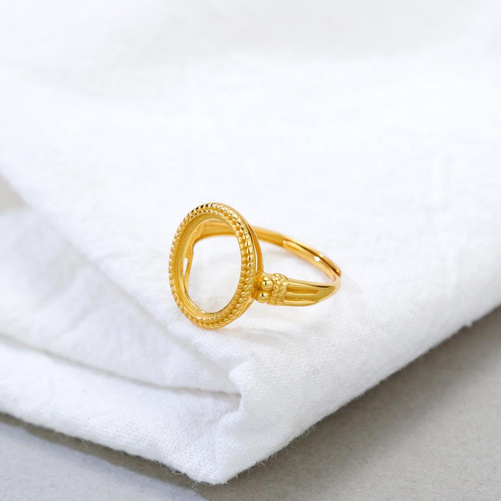 Handmade 925 Sterling Silver Gold-Plated Adjustable Ring Blank – Exquisite Light Luxury Design (10x12)