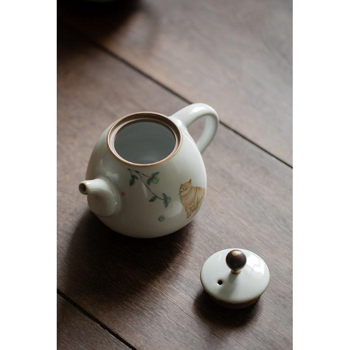 280ml Ru Kiln Teapot Can Be Nurtured and Cracked Ceramic Kung Fu Tea Set