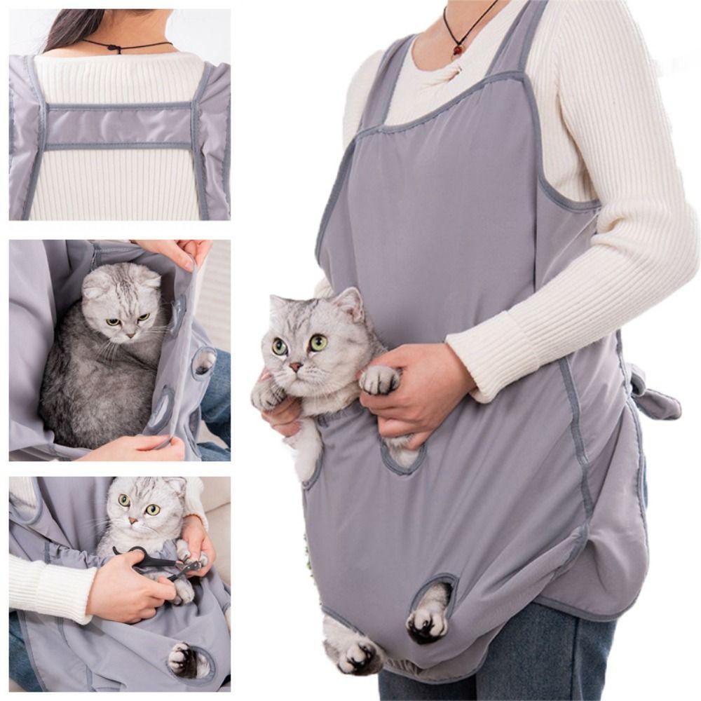 Breathable Mesh Pet Carrier Apron Adjustable Cat Holding Apron  Pet Grooming Salon