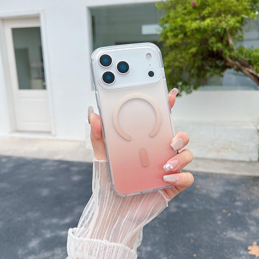 Gradient Color Clear Magnetic Charging Phone Case For iPhone 17 Air 16 15 14 Plus 13 12 Pro Max 11 16e 17e Transparent Cover