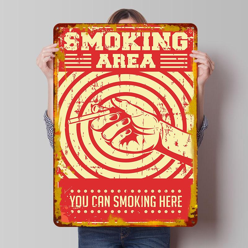 

You Can Smoke Here Tinplate Poster Customized Wall Art Vintage Retro Metal Signs for Luxury Home Decor Items Room Decorations 7.9x11.8In(20x30cm)