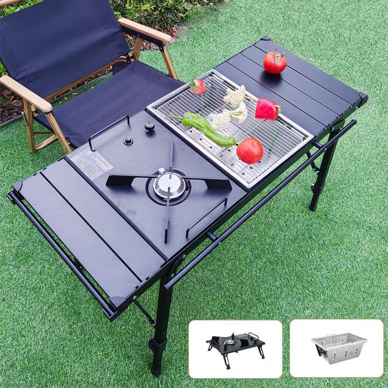 Lohascamping Masă portabilă cu arzător IGT pe gaz, masă de camping de mare putere, cuptor cu butan, masă pliabilă cu cuptor pe gaz IGT