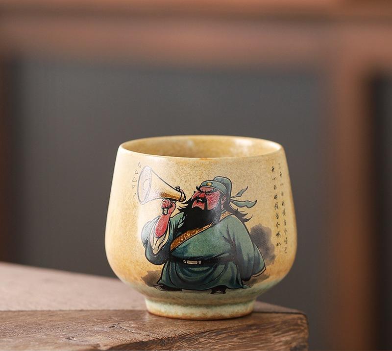 Kiln change master cup tea cup merchandise Wusheng Guan Yu meditation cup household coarse pottery single cup tea cup  200ml