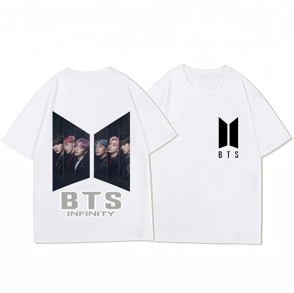 Y2K BTS Infinity Print Couple TShirt Casual Short Sleeve BT21 Themed Matching Outfits Summer Fashion Unisex Tops for Fans