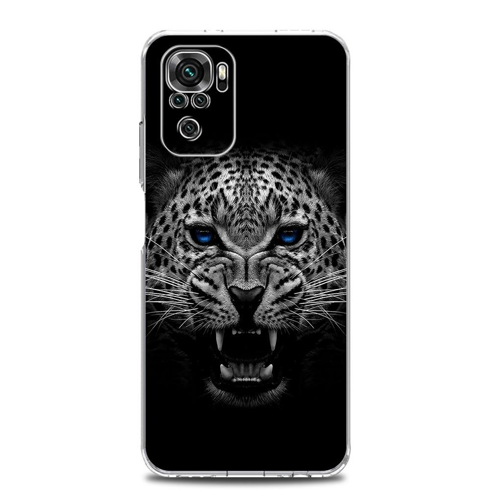 Black Cheetah Tiger Lion Animals Phone Case For Xiaomi Redmi Note 12 11 9S 9 8 10 Pro Plus 7 8T 9C 9A 8A K40 Gaming Clear Cover