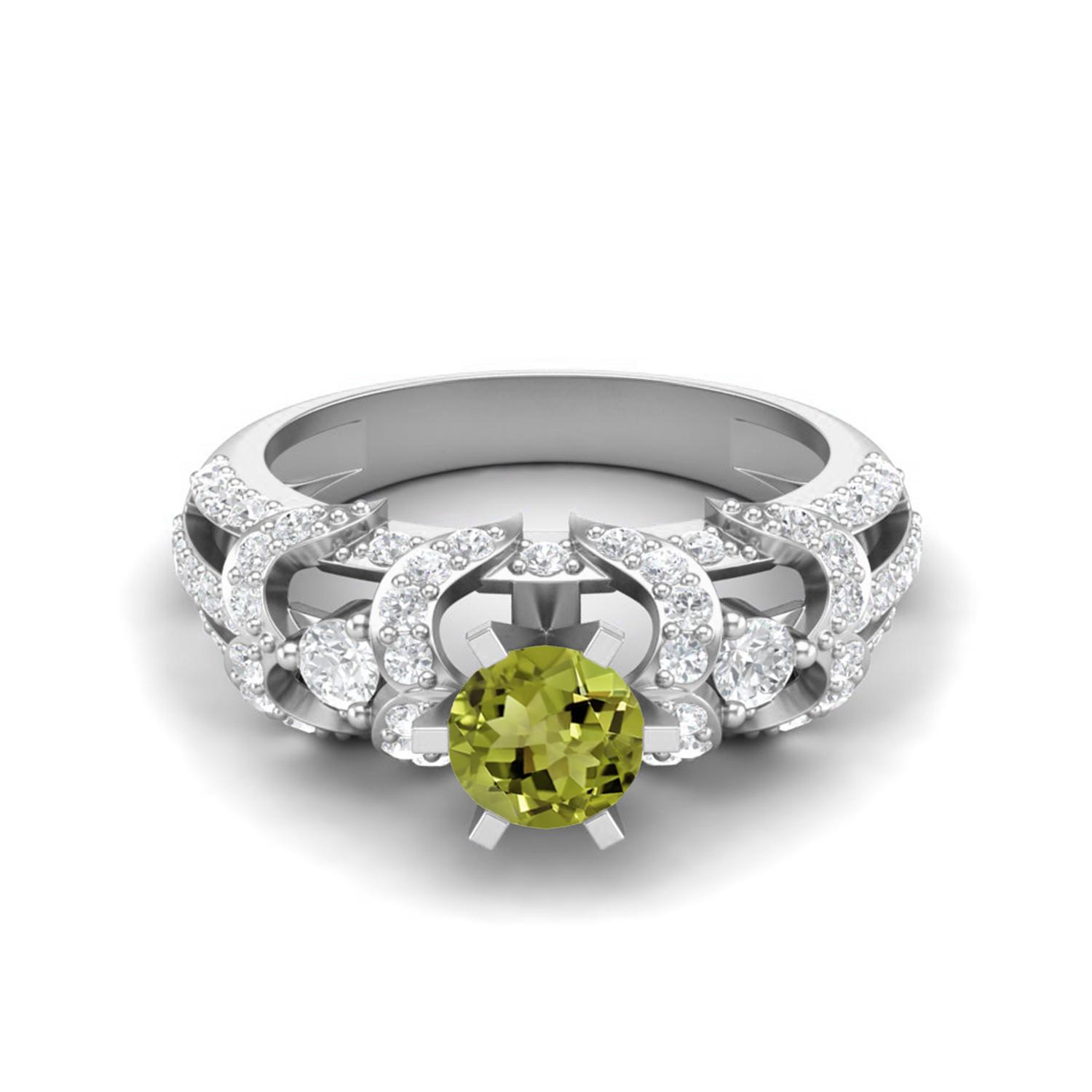 Six Claw Set 2.04 Ctw Round Peridot 925 Sterling Silver Solitaire Women Wedding Ring 8