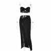 Sexy Strapless High Waisted Slit Skirt Sexy Tube Top High Waist Slit Skirt
