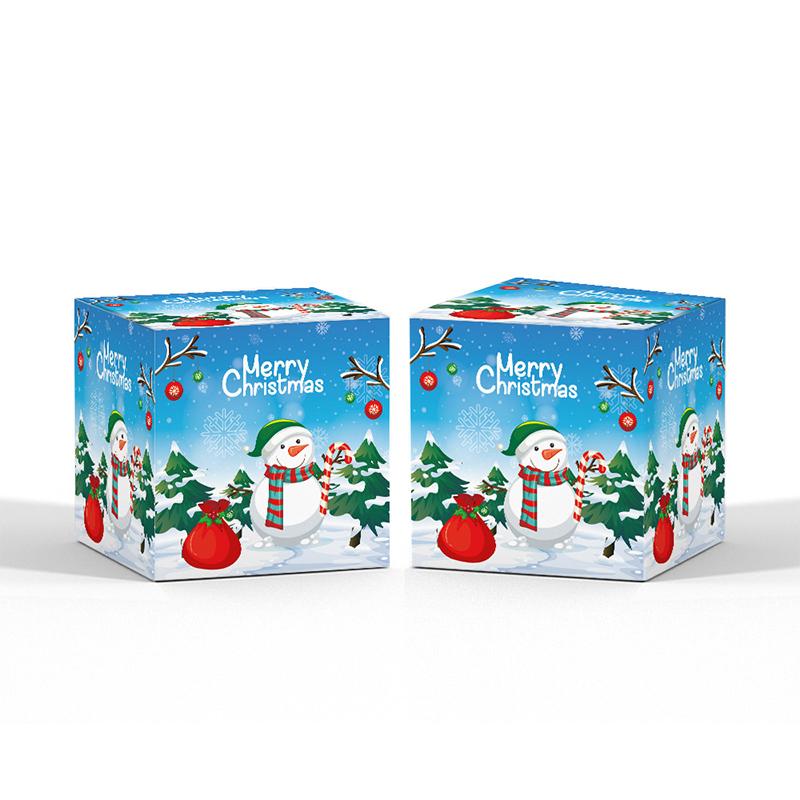 6pcs/set Decoration Supplies Cartoon Paper Box Christmas Packaging Box Snowman 3D Buckle Box