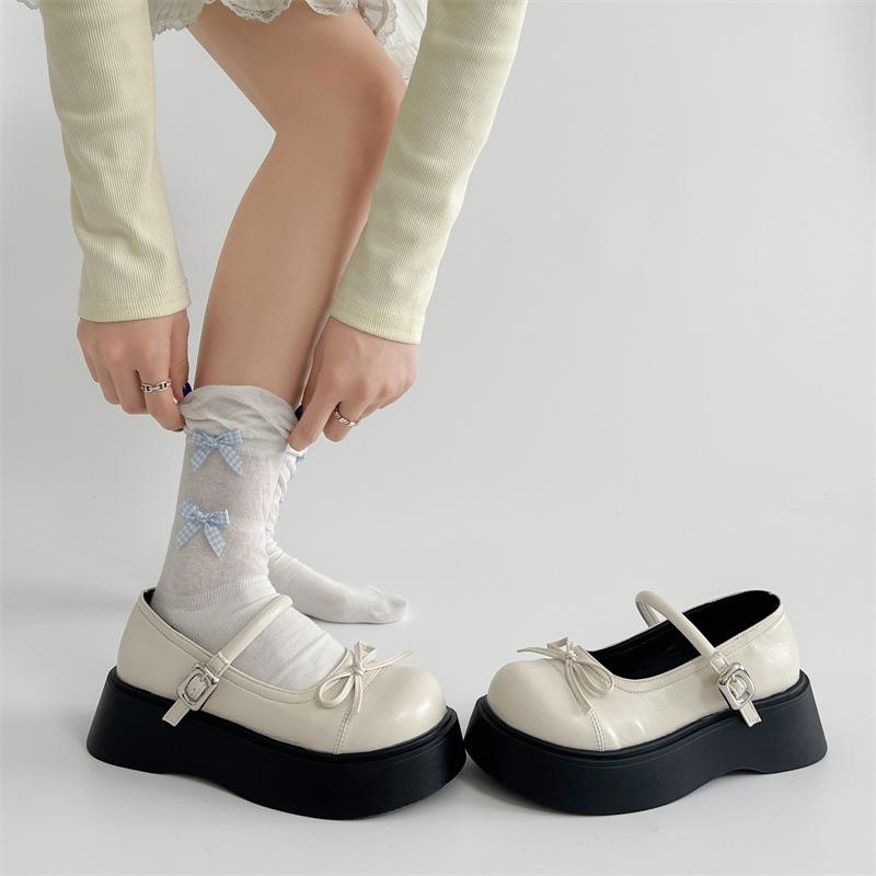 Black retro British style platform heightening small leather shoes women's 2025 new summer skirt JK Mary Jane single shoes