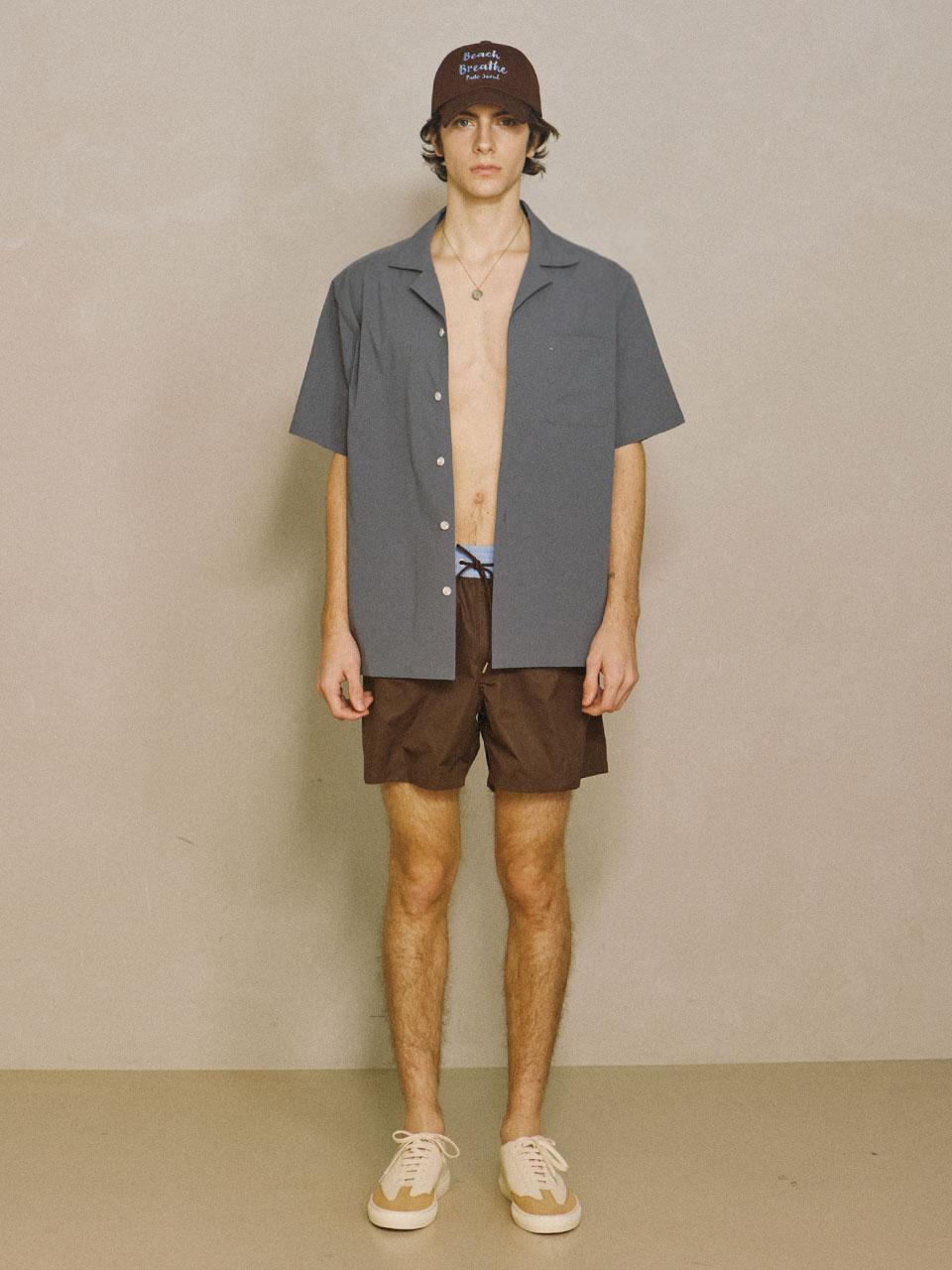 Wave Seoul Compression Open Collar Shirt Gray L