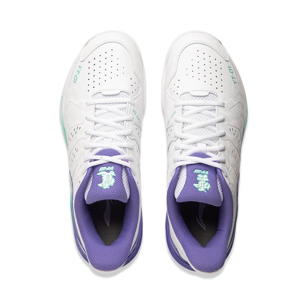 New LiNing Anti-Slip Wear-Resistant Breathable Lightweight Low-Top Badminton Shoes Unisex White Purple AYZU017-1