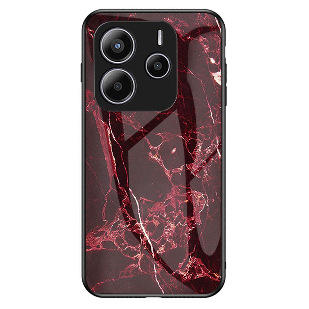 For Xiaomi Redmi Note 14 5G Case Marble Pattern Tempered Glass+PC+TPU Protective Phone Cover