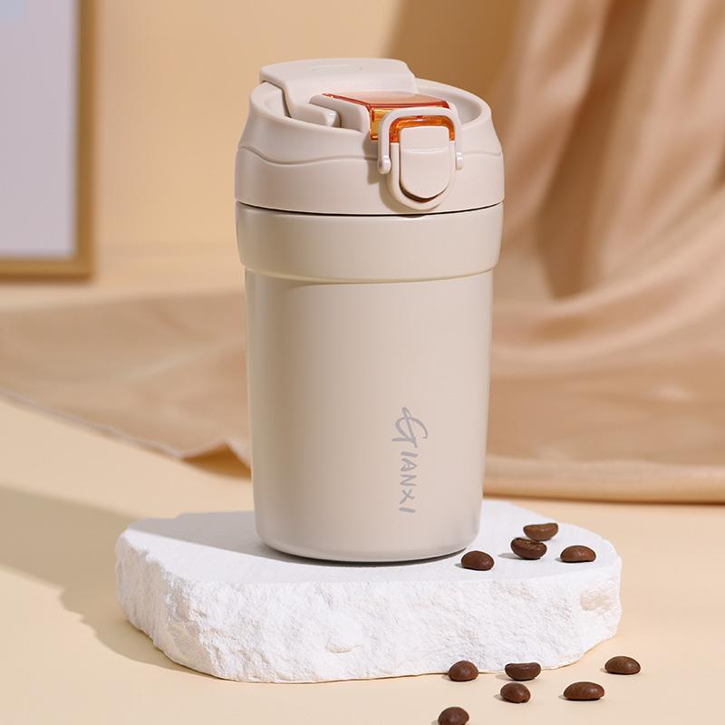 Coffe Insulation Mug Ceramic Liner Thermos With Straw Cold-Keeping Car Simple Style  Leak-Proof Car Women General Gift Cup