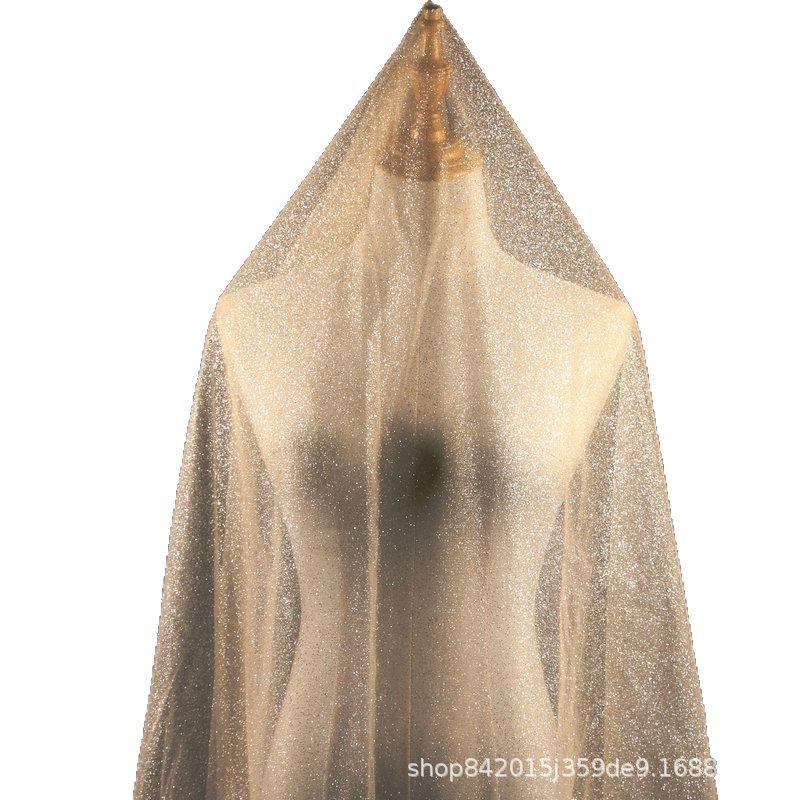 Silver Mesh Sequin Tulle Evening Gown Veil & Wedding Decoration Fabric
