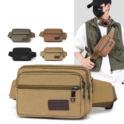 Heren Canvas Heuptas Outdoor Sport Multifunctioneel Crossbody Kleine Vierkante Tas Portemonnee