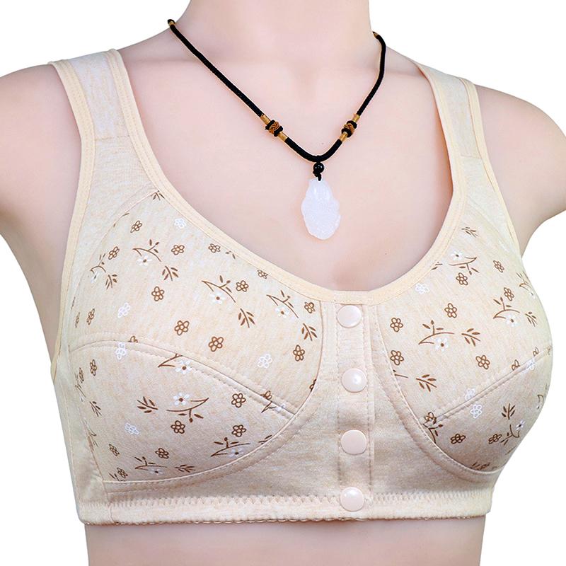 

1 шт. Бесшовный бюстгальтер с цветочным принтом, удобное нижнее белье, женский пуш-ап бюстгальтер, хлопок, застежка спереди 46 абрикосовый