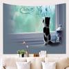 Cute Cat Pattern Tapestry Decoration Background Hanging Cloth Bright Colorful Painting Wall Blanket Picnic Blankets Tablecloths