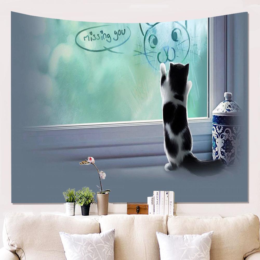 Cute Cat Pattern Tapestry Decoration Background Hanging Cloth Bright Colorful Painting Wall Blanket Picnic Blankets Tablecloths