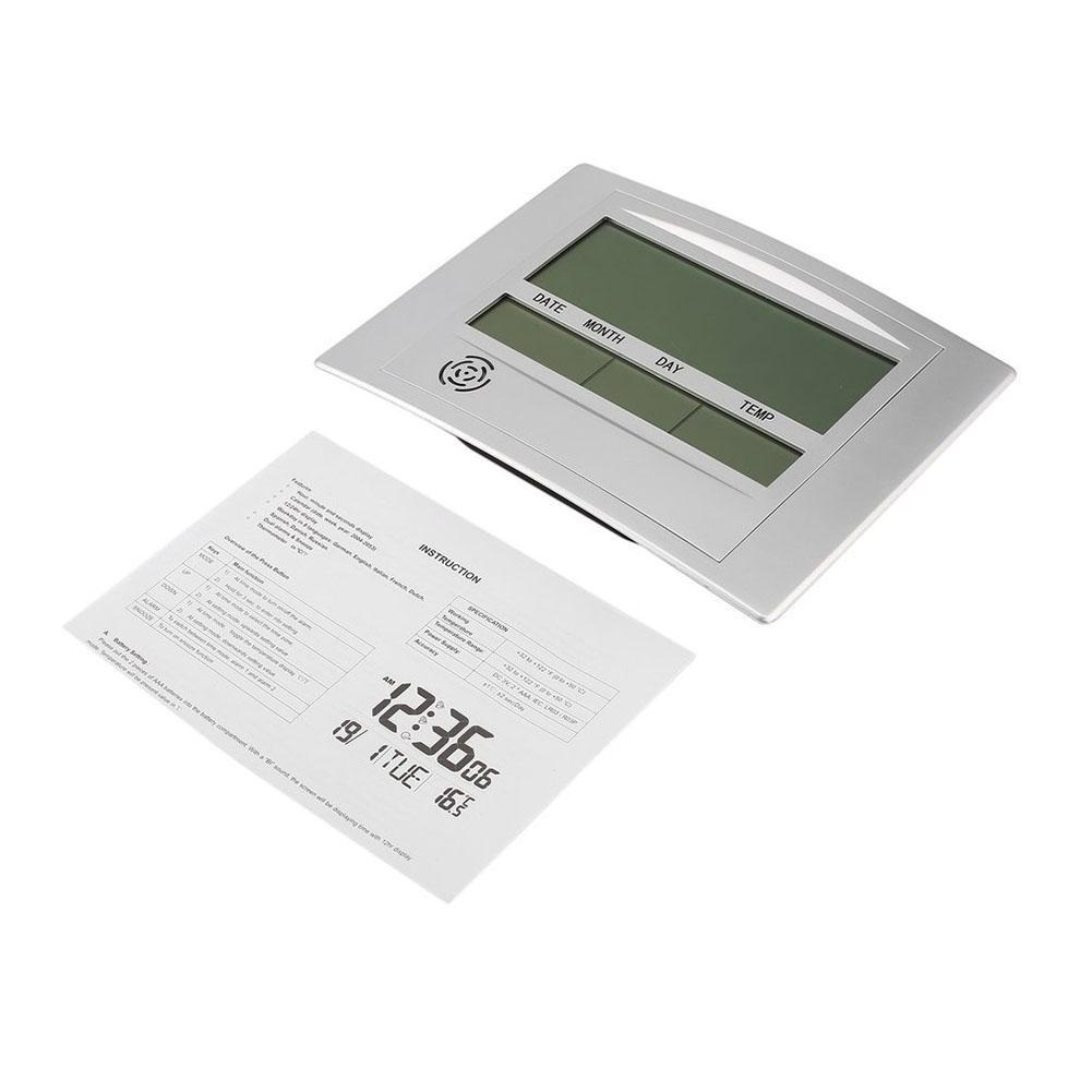 Digital LCD Home Office Decor Wall Clock Indoor Temperature Metal Wall Clock Day Wall Clock Bathroom Wall Clock