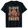 Mode J'aime les Coqs Meme Fermier Drôle T-shirt Amateurs de Poulets T-shirt Unisexe en Coton T-shirts Fitness Hauts Streetwear Vêtements Hommes