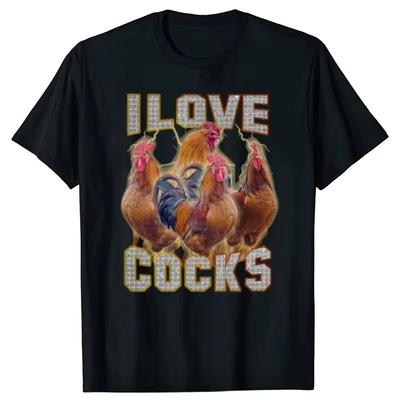 Fashion I Love Cocks Funny Farmer Meme T-Shirt Chicken Lovers Unisex Cotton T Shirt Fitness Tees Tops Streetwear Men Clothing