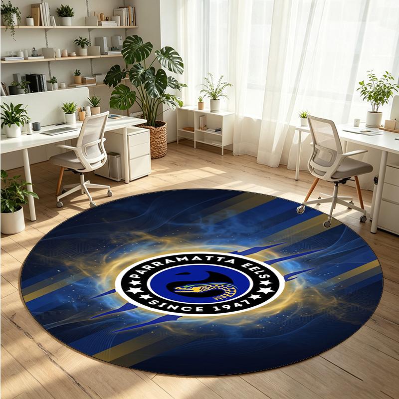 Parramatta Eels Printed Round Crystal Velvet Rug Soft Non Slip Floor Carpet For Bedroom Holiday Gift