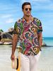 New Men'S Casual Short-Sleeve Shirt with Vibrant Paisley Patterns, Featuring Intricate And Elaborate Vine Designs. Perfect for Festive Gatherings And