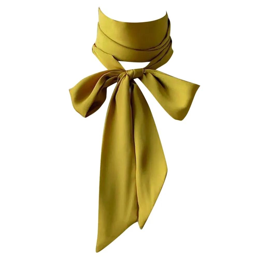 

Color Silk Scarf, French Elegance, Neckerchief, Dress, Bow Accessory, Thin Headband, Bag Tie Ribbon One Size