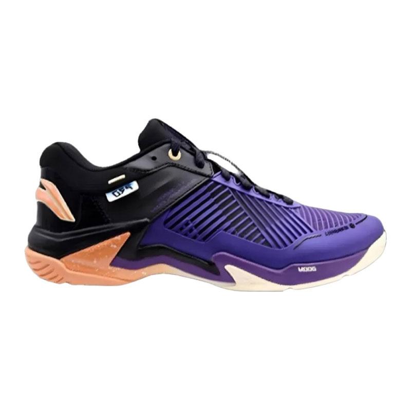 New LiNing Pro Cushioned Slip Resistant Abrasion Resistant Low Top Badminton Shoes Unisex Purple Black AYAT009-2