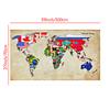 Kunst-Hintergrundtuch Retro-Weltkarte mit Nationalflaggen Wandposter, Rahmenlos für Zuhause Geografische Werkzeuge, Reisebedarf
