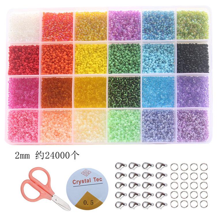 Diy Glass Rice Beads Set Multi-Colored Glass Beads Various Boxed Pony Beads Bracelet String Beads Set Tools