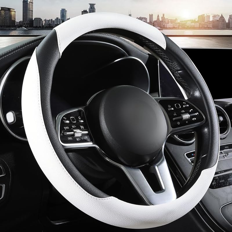 Car Steering Wheel Cover, Microfiber Leather Steering Wheel Cover Red,Universal 15 Inch Anti-Slip Comfortable Steering Wheel Covers Men Women