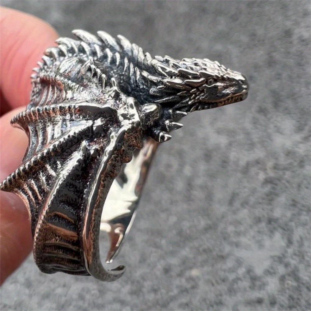 Verstellbarer Ring, Halsbandspiel, Drache, offenes Riemendesign, Punk-Motorrad-Cocktail-Gothic-Modeschmuck, neutrale Accessoires