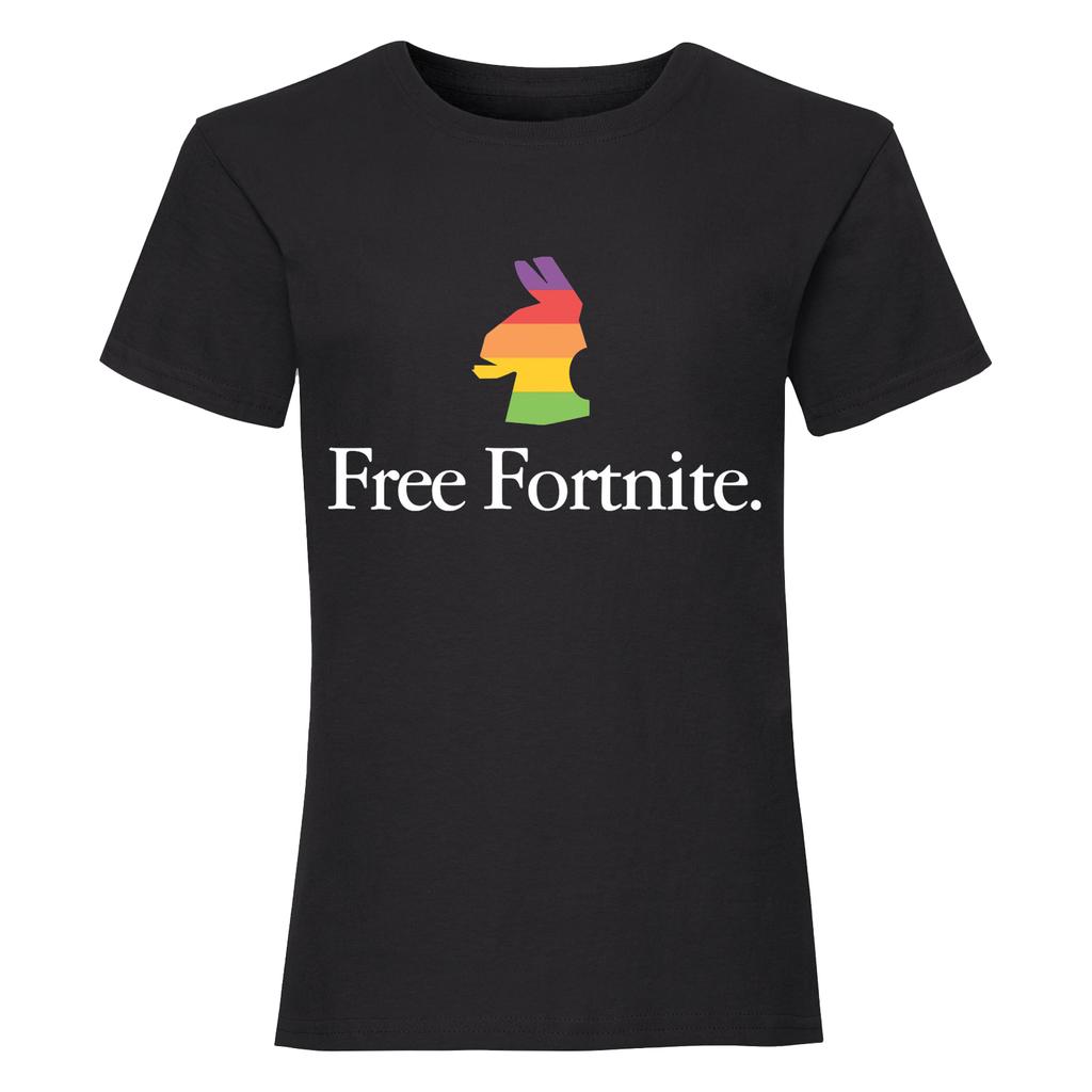 Free Fortnite Girls Rainbow Llama T-Shirt
