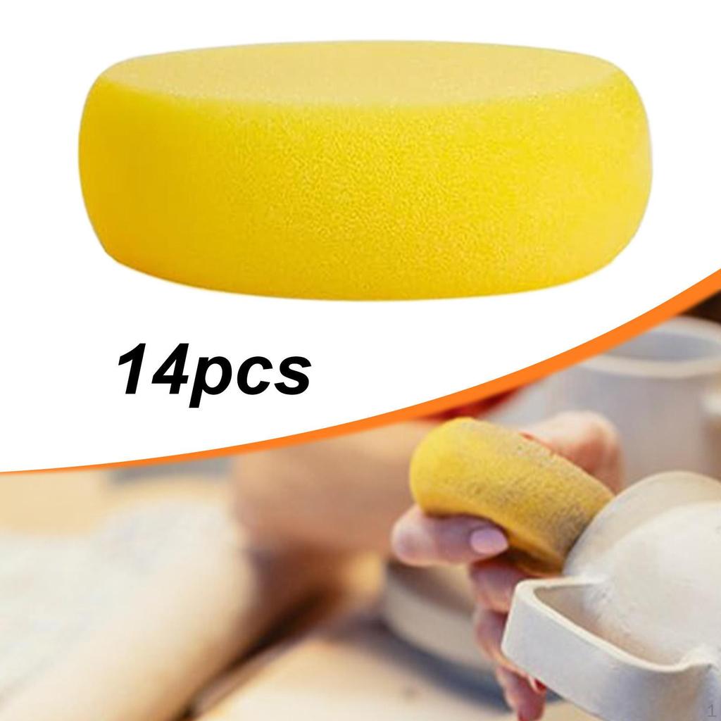 14 Pieces Pottery Sponges, Round, DIY Household Use Practical Detail Accessories Easy To Rinse Out