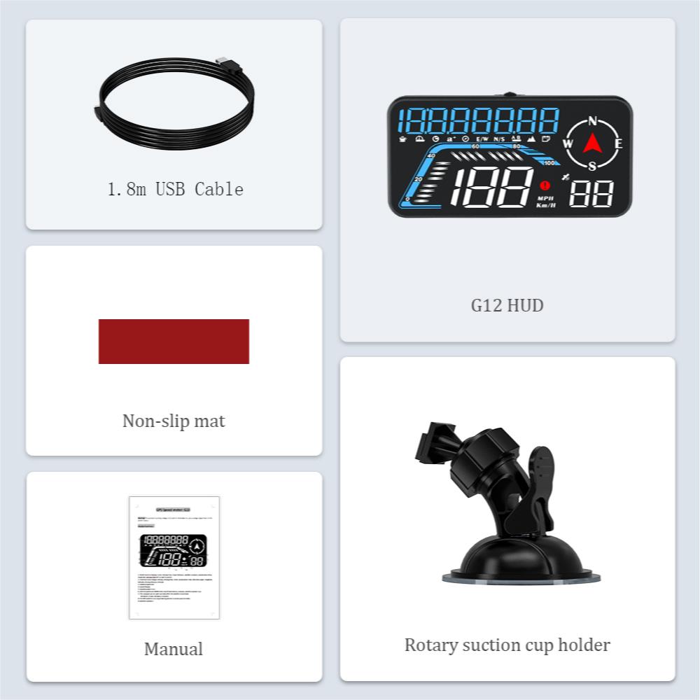 

ZQKJ G12 GPS HUD для всех автомобилей спидометр автомобильный проекционный дисплей цифровой измеритель скорости часы км/ч одометр автомобильная электроника
