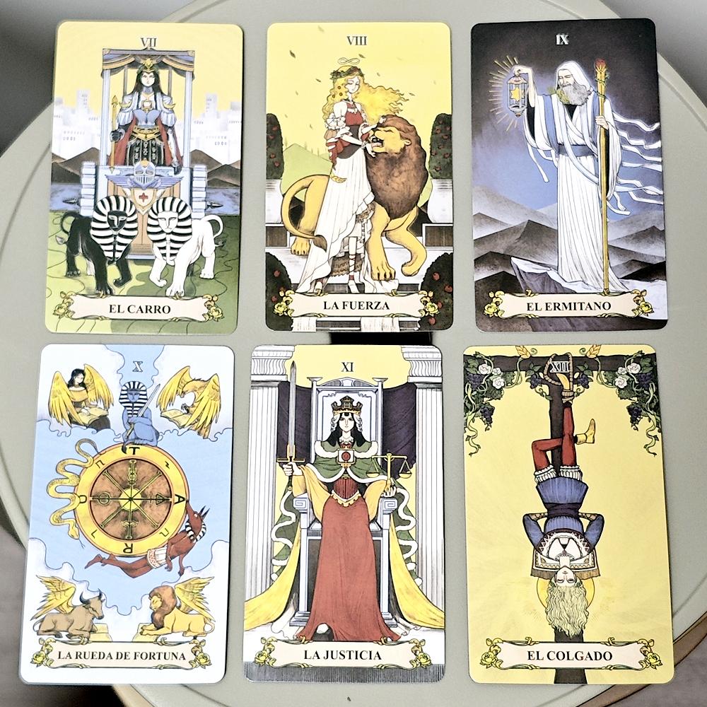 Secret Mirror Tarot Deck 78 ცალი თანამედროვე ტაროს ბარათები სამკურნალო ენერგიით სიცოცხლის ჩრდილების გასანათებლად და მსუბუქი ესპანური 10,3*6 სმ