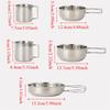 5Pcs 304 Stainless Steel Camping Cookware Set Stackable Foldable Handle Outdoor Pot Cup Tableware with Storage Bag Space Saving