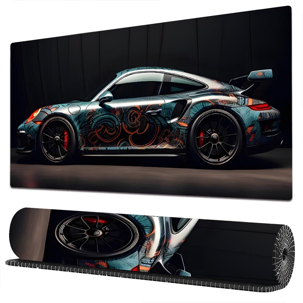 Large Blue Sports Car Design Mouse Pad Desk Mat Gaming Mats Gamer Pc Accessories Keypad Expansion Pads Rubber Antislip Base