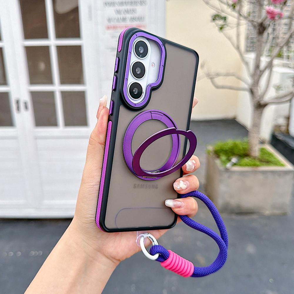 KEYSION Samsung Galaxy S25 S26 Ultra 5G S26+ için 360° Halka Tutuculu Manyetik Telefon Kılıfı Mat Yarı Saydam Askılı Darbeye Dayanıklı Kılıf