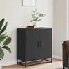 VidaXL Buffet noir 68x35x76 cm bois d'ingénierie et métal, armoire de rangement, meuble d'entrée, meuble d'appoint, meuble 848964