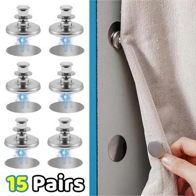 15Pairs Curtain Magnetic Buckle Detachable Curtain Magnet Buckle Suitable for Curtains - Install Wall Monted Magnetic Buckle