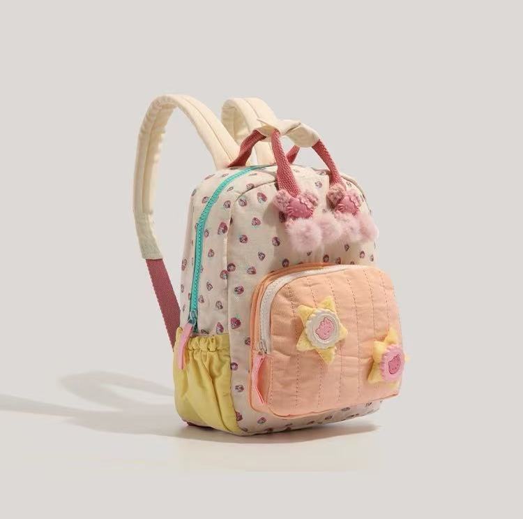 Fashion Stylish Canvas Strawberry Print Shoulder Bag Mini Backpack