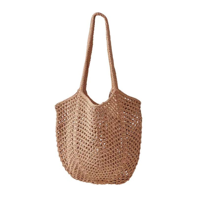 Handliche faltbare Einkaufs-Baumwollnetztasche, wiederverwendbare Obstnetztasche, gewebte Netztasche mit Hohlmuster für die Küchenaufbewahrung