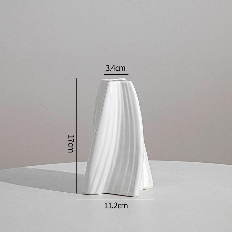 White Imitation Ceramic Vase Modern Simple Plastic Vase INS Flower Arrangement Ornaments Artistic Aesthetic Home Decoration