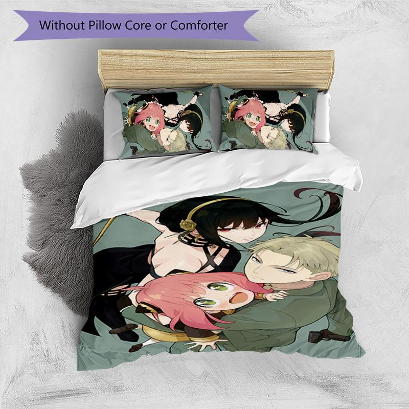 3pcs Spy Play Anya pattern bedding set duvet cover set includes duvet cover &pillowcases,perfect all season bedroom decoration&gift