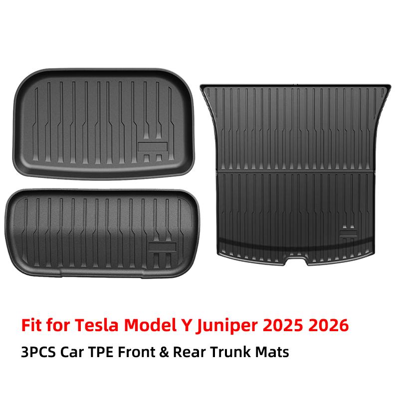 For Tesla Model Y Juniper Floor Mats All Weather Non-Slip Trunk Mats & Cargo Liners for Tesla 2025 2026 Car Interior Accessories