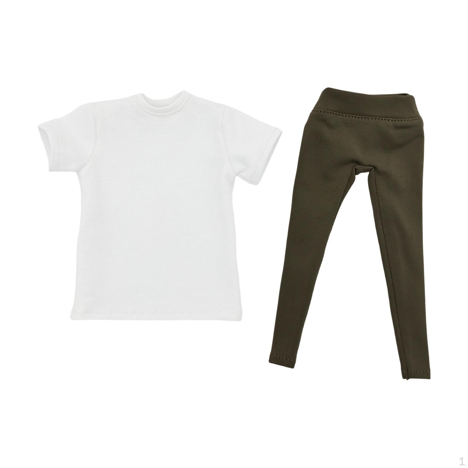 

1/6 Scale Action Figure Clothes Fashion T Shirt and Pants Set Miniature Costume Top Movable Doll