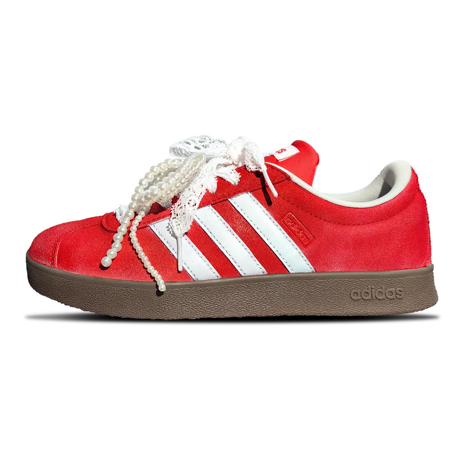 

Adidas VL COURT 2.0 Slip Resistant And Breathable Low top Skateboard Shoes Unisex Red White JS3003(Team634-) 35⅔