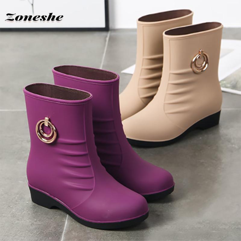 Wasserdichte Regenstiefel für Damen, Regenstiefel, koreanische wasserdichte Schuhe, Damenstiefel mit mittlerer Wade
